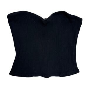 🖤 Black Ribbed Bandeau Top Stretchy Strapless Y2K Style 🤍 Size M✨